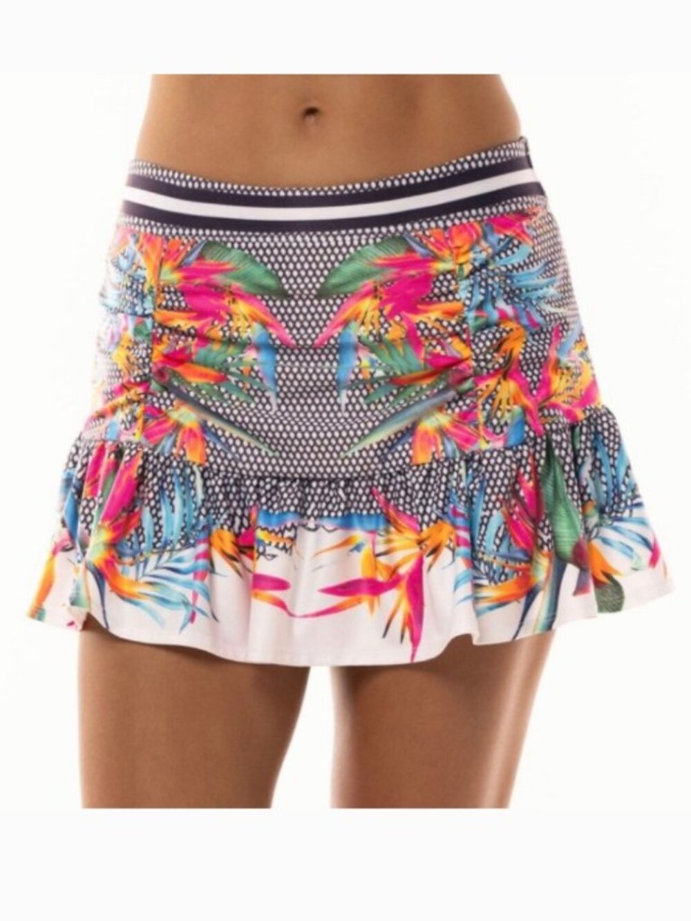 Lucky in Love Copacabana Copa Ruche Tropical Bird of Paradise Tennis Skirt Skort